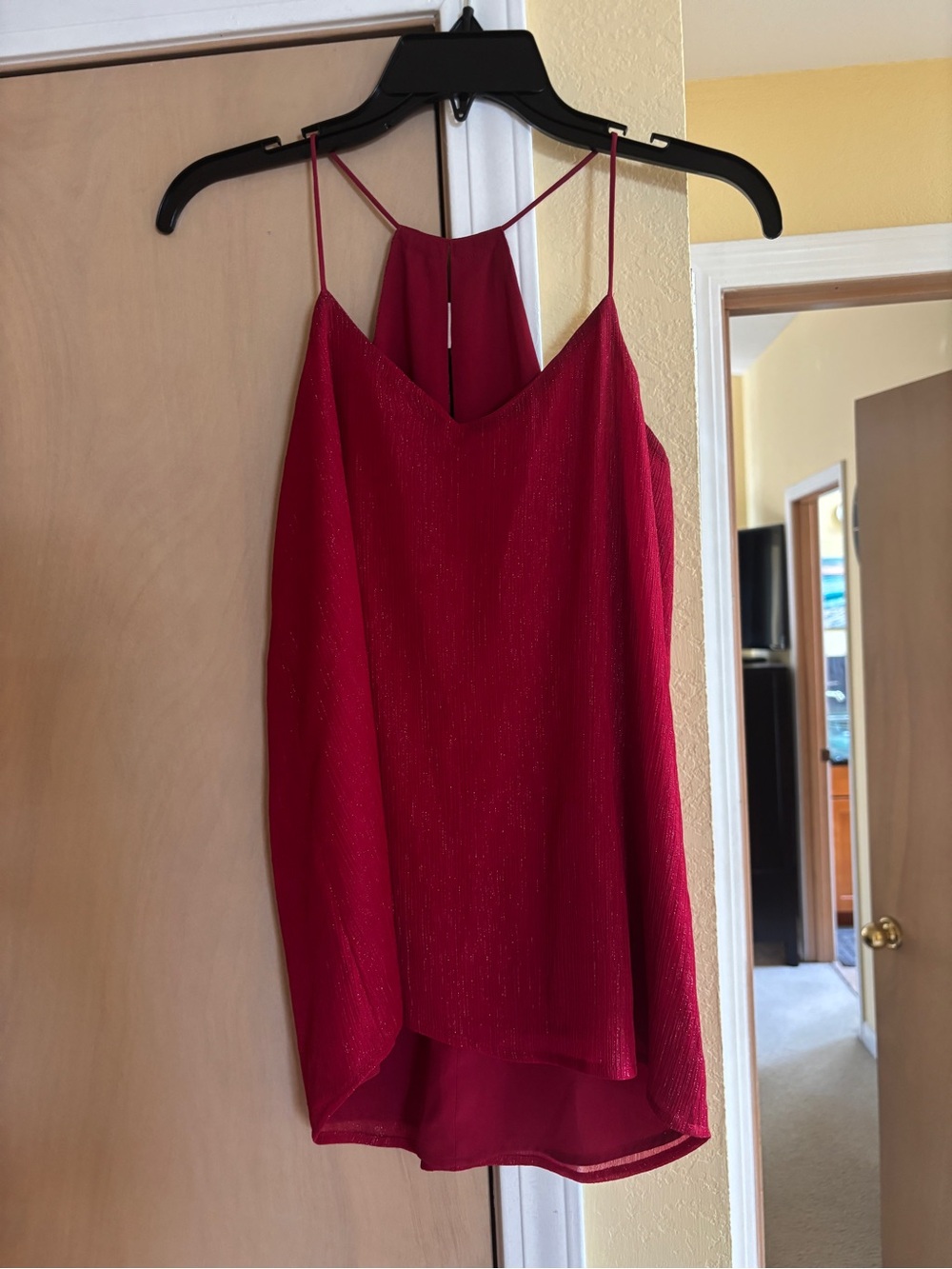Express Red Sparkle Cami with Spaghetti Straps